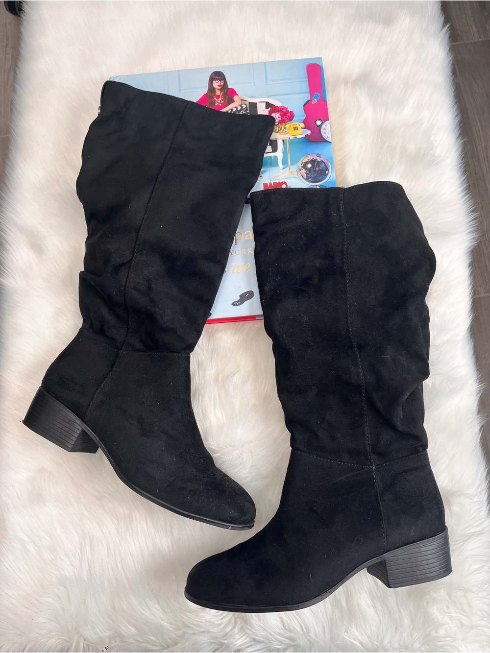 Kohl's Black Suede-Look Mid-Calf Heeled Boots